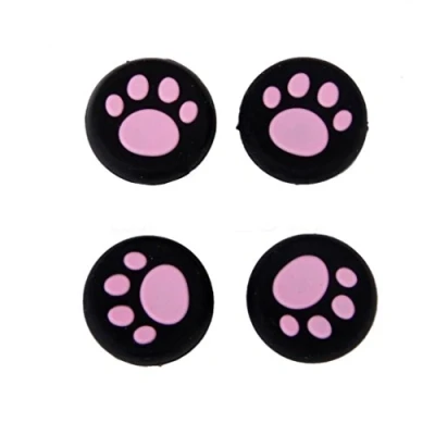 Abbildung von 4 x Analog Silikon Daumengriffe für Joystick ThumbSticks, Kappen PS4, PS3, Xbox One, 360, PS2 Game Controller (Pink)