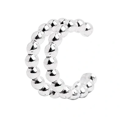 Abbildung von SINGULARU Lockerer Ohrring Ear Cuff Double Dots Silber für Damen 925 Sterling Damenschmuck, Einheitsgröße, Metall, Kein Edelstein