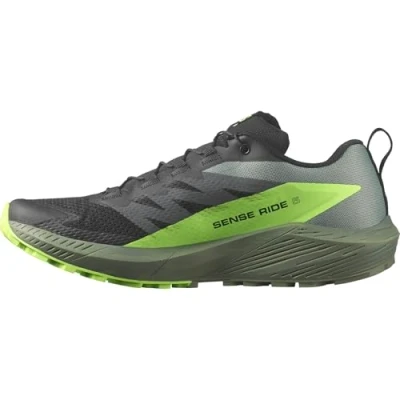 Abbildung von Salomon Sense RIDE 5 Laufschuh Trail, Herren, Größe: 41 1/3, Black/laurel wreath/green gecko Schuhe