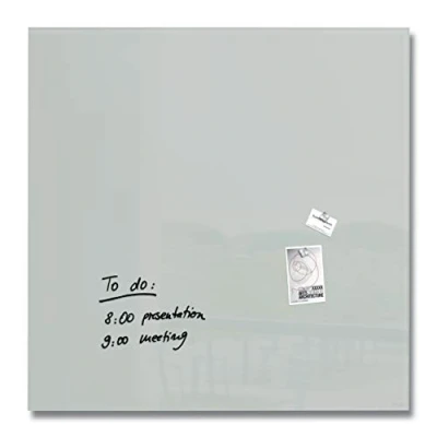 Abbildung von SIGEL GL203 Premium Glas Whiteboard 100x100 cm grau hochglänzend, SGS geprüft, einfache Montage, incl. 2 starke Magnete, Magnettafel Artverum