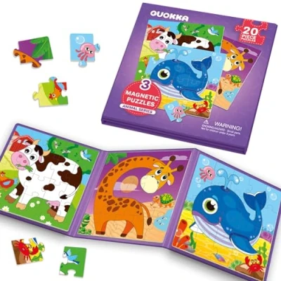 Abbildung von QUOKKA Magnetspiel ab 2 3 Jahre 20 Teilige Puzzle Reisespiele Kinder 5 Magnet Beschäftigung für Im Flugzeug Lernmagnet Geschenk den Roadtrip