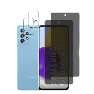 Abbildung von 2 Stück Sichtschutz Schutzfolie Für Samsung Galaxy A72 mit Kamera Panzerfolie, Anti Spy Schutzglas, 9H Härte, Kratzer, Öl, Bläschen, Einfache Installation
