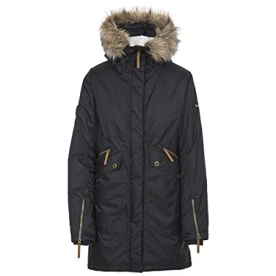 Abbildung von Trespass Eternally, Black, XS, Wasserdichte Jacke mit Einrollbarer Kapuze für Damen, X Small, Schwarz
