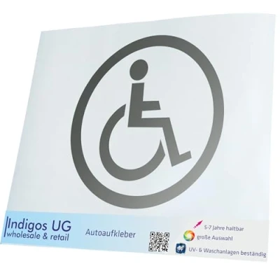 Abbildung von INDIGOS UG Aufkleber Autoaufkleber JDM Die Cut Rollstuhlfahrer 90x90mm Silber Heckscheibe Heckscheibenaufkleber Sticker Tuning Boot Auto Laptop LKW
