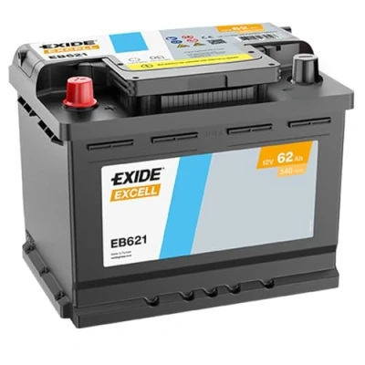 Abbildung von EXIDE EXCELL EB621 Batterie 12V 62Ah 540A B13 LADA: Priora Kombi, Niva, NIVA 2, JEEP: WRANGLER DODGE: Viper SRT 10 Cabrio