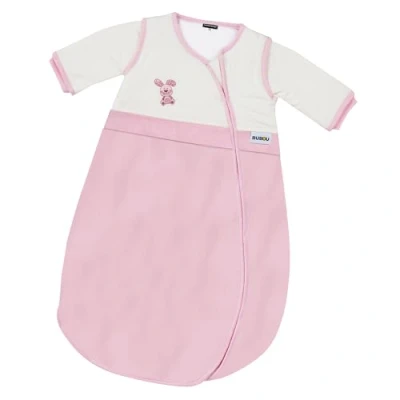 Abbildung von Gesslein Baby Schlafsack Bubou, Ganzjahres mit Temperaturregulierung (optimale Passform, Langer Reißverschluss, 70), rosa Hase Motiv