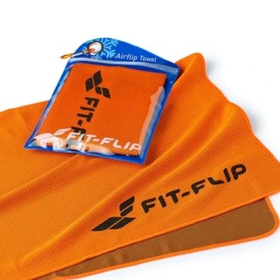 Abbildung von Fit Flip Kühlendes Handtuch Ice Cooling Towel und mikrofaser Kühltuch kühlende Handtücher für Nacken Hals Airflip cool Fitness Sport Kühlhandtuch (orange, 100x30cm)