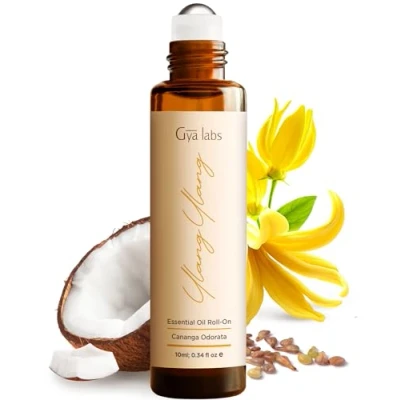 Abbildung von Gya Labs ätherisches Ylang Öl zum Aufrollen für die Haut 100% reiner Parfümölroller, exotischer, langanhaltender Blumenduft, raffiniertes Aromatherapieöl, Reisegröße (10 ml)