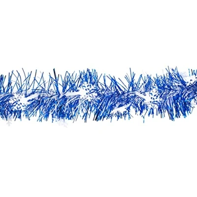 Abbildung von Creativery Girlanden, Weihnachtsgirlande Lametta 8cm x 2m inkl. Schneeflocken Blau / Weiß