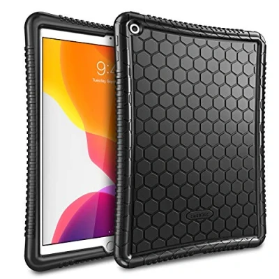 Abbildung von Fintie Silikon Hülle für iPad 10,2&quot; Zoll 2021/2020 / 2019 (9. 8. und 7. Generation) [Bienenstock Serie] Leichte rutschfeste Stoßfeste Schutzhülle Tasche Case Cover, Schwarz