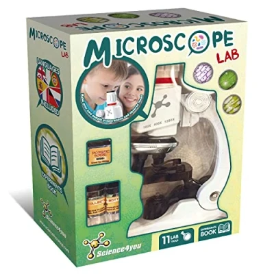 Abbildung von Science4you Mikroskop lab: für Kinder + Buch mit Experimenten 11 Laborwerkzeuge, Experimente und Geschenke ab 6 7 8 9 10 12+ Jahren, 3574