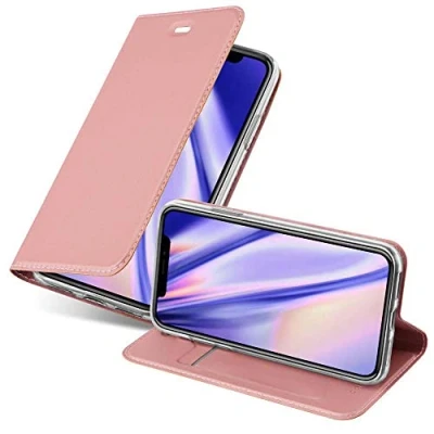 Abbildung von Cadorabo Hülle kompatibel mit Apple iPhone XR aus Premium Kunst Leder Flip Klappbare Stoßfeste Magnetische [Standfunktion] [Kartenfächern] Cover für Tasche in Rosa