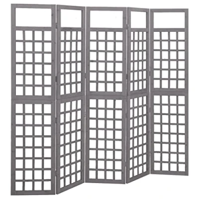 Abbildung von vidaXL Tannenholz Massiv Paravent Spalier 5 TLG. Rankhilfe Raumtrenner Raumteiler Trennwand Umkleide Sichtschutz Spanische Wand Grau 201,5x180cm