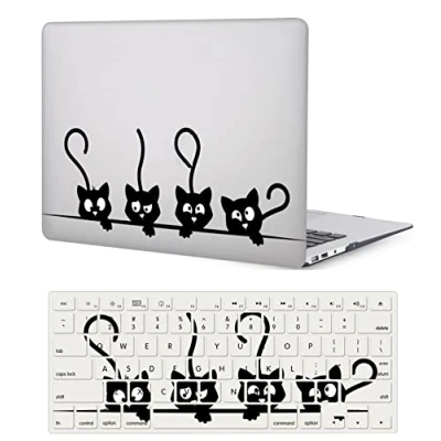 Abbildung von Hülle Kompatibel mit MacBook Air 13 Zoll 2020 2019 2018 Freisetzung A1932 A2179 A2337 M1 Retina Display Touch ID, Plastik Schützend Hartschale Snap Case &amp; Tastaturabdeckung, lustige Katze