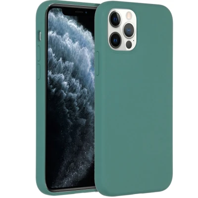 Abbildung von Apple iPhone 12 Pro Hülle Silikon Accezz Soft Case/Backcover Handyhülle Dunkelgrün