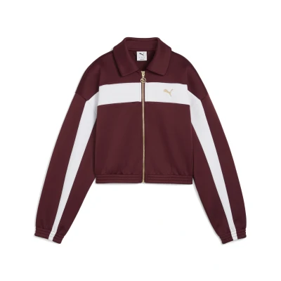 Abbildung von Puma Relaxed Cropped Übergangsjacke, Damen, Größe: Large, Ruby shimmer
