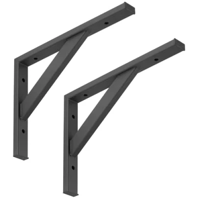 Abbildung von SO TECH® Wandregalhalter Schwerlastkonsole Schwerlastwinkel Regalwinkel Wandkonsole, Spar Set 2 tlg., Stahl, Tragkraft 75 kg / Paar, 295 x 215 mm schwarz