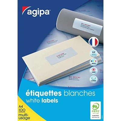 Abbildung von agipa 119001 Universal Etiketten, 70 x 31 mm, weiß, rechteckig