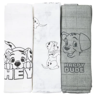 Abbildung von babyCalin Disney Set mit 3 Pucktüchern 60 x cm 101 Dalmatiner