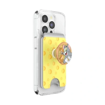 Abbildung von PopSockets: PopWallet+ für MagSafe Kartenhalter mit integriertem austauschbarem PopTop Smartphones und Hüllen Cheese&#039;d Tom &amp; Jerry