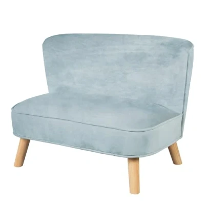 Abbildung von roba Kindersofa „Lil Sofa“ für Jungen und Mädchen, bequeme Kindercouch mit stabilen Holzfüßen Samtstoff in der Farbe Sky/Hellblau, Kinder Sitzmöbel Serie fürs oder Babyzimmer