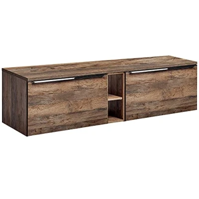 Abbildung von Lomadox Badmöbel Waschtisch Waschbecken Unterschrank Set 180cm, Vintage Oak Eiche, 2 Softclose Auszüge, Regal, B/H/T 180/48,5/46 cm