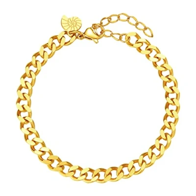 Abbildung von Hey Happiness Chunky CURB Armband, Damen, Größe: 40, Goldfarben