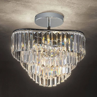 Abbildung von Lindby Deckenleuchte Volina, dimmbar, Leuchtmittel nicht inklusive, Eisen, Acryl, klar, chrom, 4 flammig, E14, Deckenleuchte, Lampe
