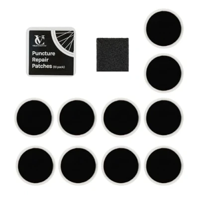 Abbildung von VeloChampion Selbstklebende Fahrradreifen Reparatur Patches. Reisegröße für Rennrad und Mountainbike Reifen 10er Pack, 40er Pack oder 6er Reparaturset (10er Pack)