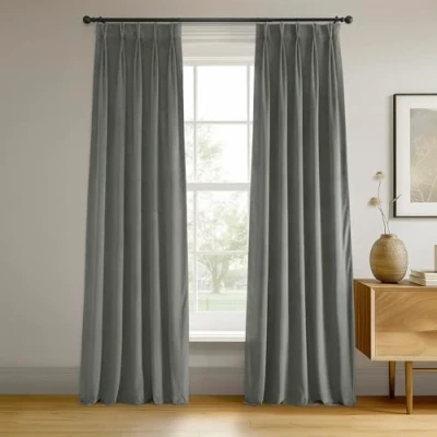 Abbildung von HPD Half Price Drapes Samt Verdunkelungsvorhänge/Vorhänge, 274 cm lang, 1 Paneel, Verdunkelungsvorhang, charakteristisch, plissiert, für Wohnzimmer und Schlafzimmer, 65 x 108 cm, Silbergrau