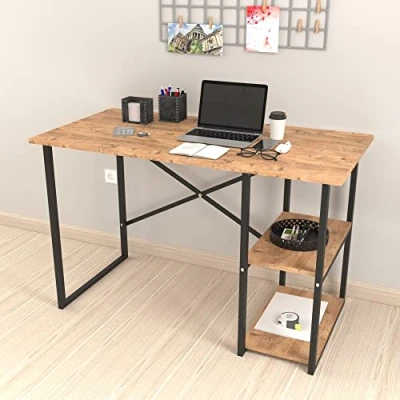 Abbildung von en.casa Schreibtisch, »Nittedal« Computertisch mit Regal 75x120x60cm Eiche Optik
