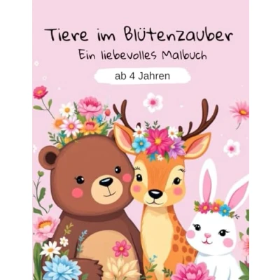 Abbildung von Tiere im Blütenzauber Ein liebevolles Malbuch: Malbuch mit 40 niedlichen Malvorlagen für Kinder ab 4 Jahren Tier Vorlagen zum Ausmalen