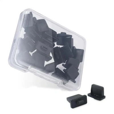 Abbildung von Cable Matters 20er Pack USB Port Abdeckungen in Schwarz (USB Staubabdeckung, Anschlusskappen, Anti A Anschlussschutzstöpsel)