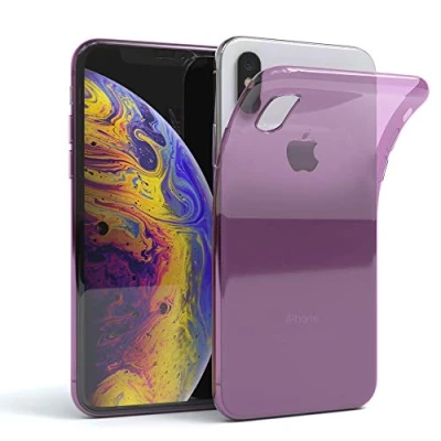 Abbildung von EAZY CASE Hülle kompatibel mit iPhone X/XS Schutzhülle Silikon, Ultra dünn, Slimcover, Handyhülle, Silikonhülle, Backcover, Durchsichtig, Klar Lila