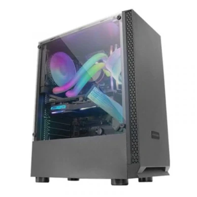 Abbildung von Mars Gaming MCN2, ATX PC Gehäuse, Volles Seitenfenster, Frontgitter, Doppelkammer Design, 12cm Lüfter Hinten, Schwarz