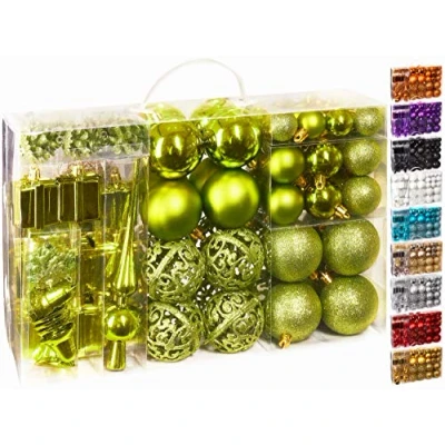 Abbildung von BRUBAKER Weihnachtsbaumkugel 101 teiliges Weihnachtskugel Set mit Baumspitze, Christbaumschmuck aus Kunststoff, Weihnachtsdekoration edel und robust