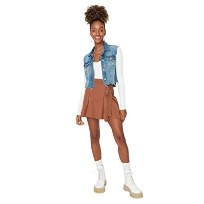 Abbildung von Trendyol Women&#039;s Damen Mini A Linie Webstoff Rock Skirt, Braun, 40