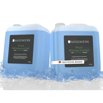 Abbildung von NASSWERK® Wintermittel für Pool flüssig 10L Hocheffektives Überwinterungsmittel zum Winterschutz vor Algen, Kalk &amp; Schmutz Schwimmbad Algenvernichter Winterpflegemittel zur Überwinterung