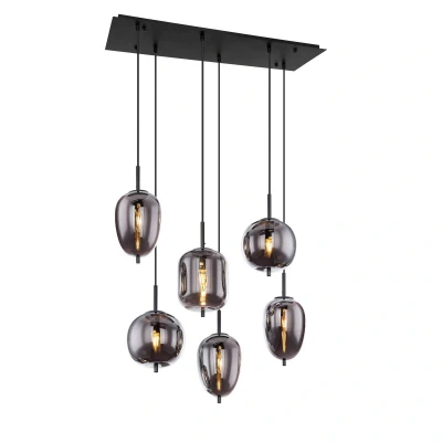 Abbildung von Hängelampe Blacky, schwarz/rauchgrau, Länge 80 cm, 6 flg.