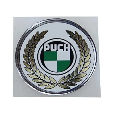 Abbildung von Aufkleber Dekor Sticker 52mm Scheinwerfergehäuse &quot;Logo &amp; Lorbeerkranz&quot; kompatibel mit Puch MV VS MS 50