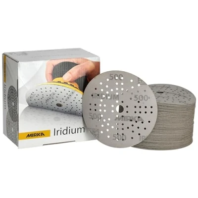 Abbildung von Mirka Iridium Premium Schleifpapier Ø 125mm Klett 89 Loch, Korn 500, 100 Stk / Zum Schleifen von Lack, Spachtel, Grundierung, Holz, Stahl, Mineralwerkstoffe, Kunststoff