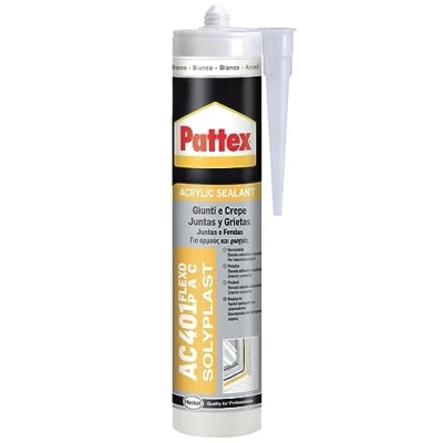Abbildung von Pattex Silikon Dichtmittel AC 401 Flexo Pac, für Gelenke und Risse, Fensterbänke, Türen, Sockelleiste, Indore, Versiegelungen Innen Außenbereich, weißer Dichtstoff, Kartusche mit 300 ml