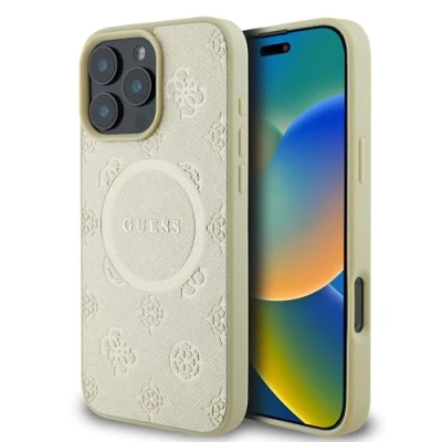 Abbildung von CG MOBILE Guess Magsafe Saffiano PU Hartschale mit klassischem Pfingstrosen Logo für iPhone 16 Pro G