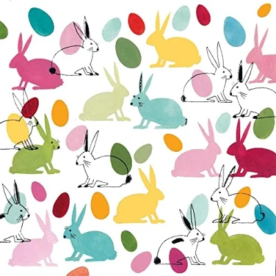 Abbildung von PPD Papierserviette 20 Servietten Rabbits &amp; Eggs 33x33cm, (20 St)