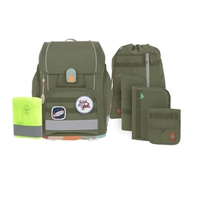 Abbildung von LÄSSIG Schulranzen Unique, Boxy, Olive (Set, 7 tlg), PETA approved vegan, aus recyceltem Material
