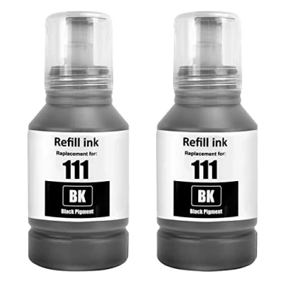 Abbildung von SHUOLEI 111 Tintenflasche Kompatibel mit EPSON Flasche Tinte Schwarz C13T03M140 für ET M1100 M1120 M1140 M1170 M1180 M2120 M2140 M2170 M3140 M3170 ETM3180 (2 Packs)