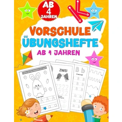 Abbildung von Vorschule übungshefte ab 4 jahren: Buchstaben und zahlen schreiben lernen, Zeichne Linien, Formen Feinmotorik förderung für kinder Jungen Mädchen