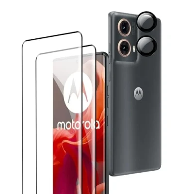 Abbildung von Rojeuinn Panzerfolie für Motorola Moto G85 5G Schutzfolie,[2 Stück Schutzglas+2 Kameraschutz],9H Härte Anti Kratzen Displayschutz,HD Displayschutzfolie