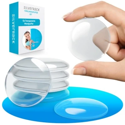 Abbildung von SilverRack® Türstopper Wand selbstklebend 40mm Transparent [12 Stück] Wandpuffer als Schutz für und Tür Türpuffer Wandschutz Türklinken gegen Türanschlag