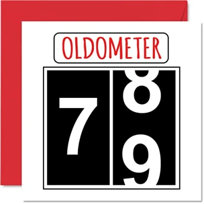 Abbildung von Lustige Karten zum 79. Geburtstag für Männer und Frauen Oldometer Glückwunschkarte Vater Mutter Urgroßvater Opa Kindermädchen Oma 145mm Grußkarten Karte